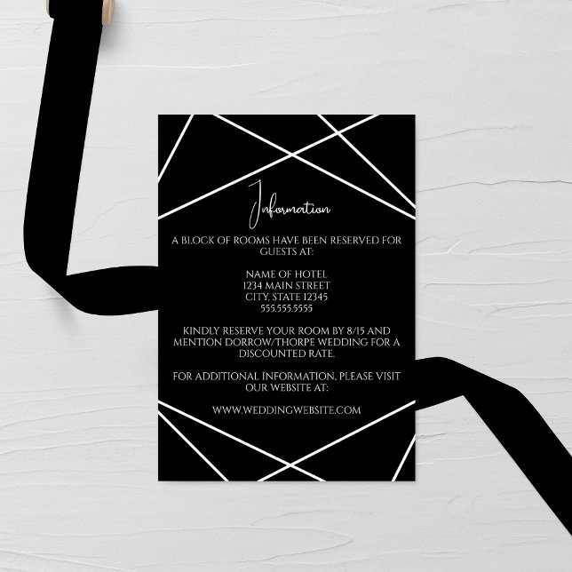 Modern Geometric Black and White Wedding Tilläggskort (Skapare uppladdad)