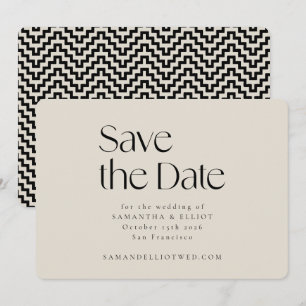 Modern Geometric Black Ecru med modern Elegant i m Spara Datumet