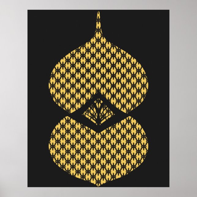 Modern Geometric Black-Gult i mitten av århundrade Poster (Framsidan)