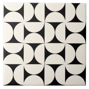 Modern Geometric Black Semi Circles Tile Kakelplatta