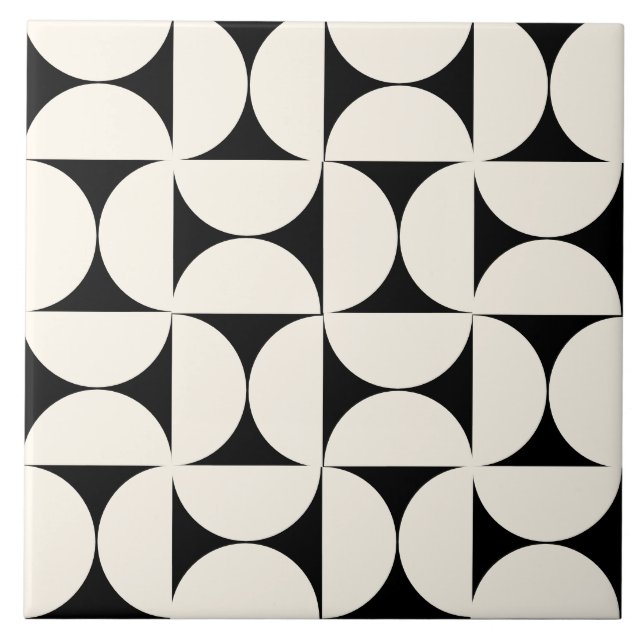 Modern Geometric Black Semi Circles Tile Kakelplatta (Framsidan)