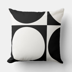 Modern Geometric Black & White Circles & Squares Kudde