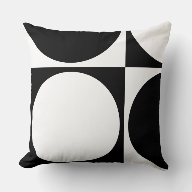 Modern Geometric Black & White Circles & Squares Kudde (Framsida)