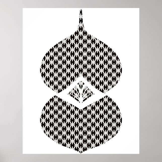 Modern Geometric Black White i mitten Poster (Framsidan)