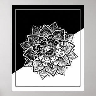 Modern Geometric Black & White Mandala Poster