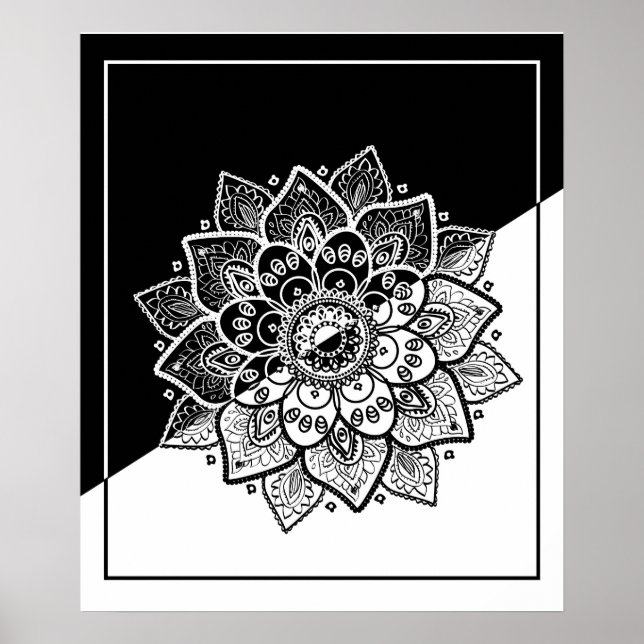 Modern Geometric Black & White Mandala Poster (Framsidan)