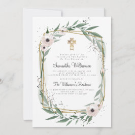 Modern Geometric Blommigt Kor Baptism-inbjudan Inbjudningar