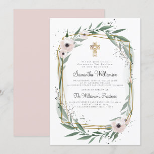 Modern Geometric Blommigt Kor Baptism-inbjudan Inbjudningar
