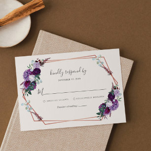 Modern Geometric Blommigt Lila Script Bröllop OSA
