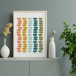 Modern Geometric Bowls design i Jorden Tones Poster<br><div class="desc">En roligt,  modern geometrisk mönster av rader av halvcirklar som påminner om kökskålar - i en underbar färg palett av blå,  teal,  korall och sage grönt.</div>