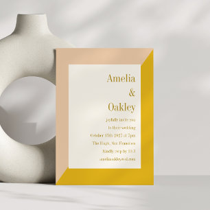 Modern Geometric Bröllop i Eleganten och Gult Inbjudningar