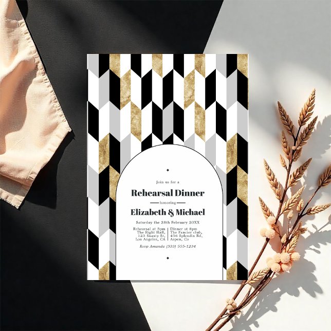 Modern Geometric Bröllop Rehearsal Middag Inbjudningar (Modern Geometric Wedding Rehearsal Dinner Invitation)