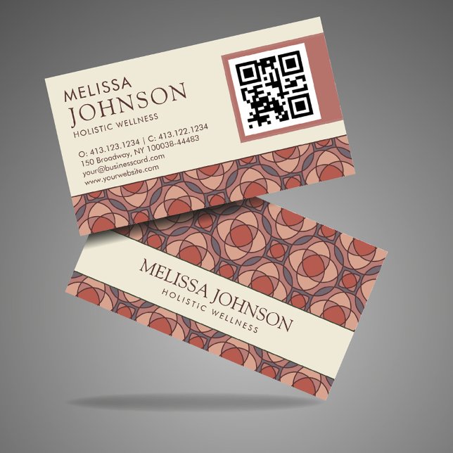 Modern Geometric Cinnamon Marsala Business Card QR Visitkort (Skapare uppladdad)