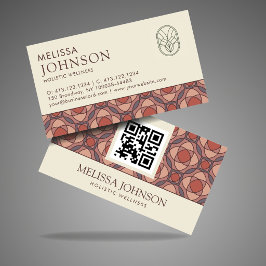 Modern Geometric Cinnamon Marsala Business Card QR Visitkort