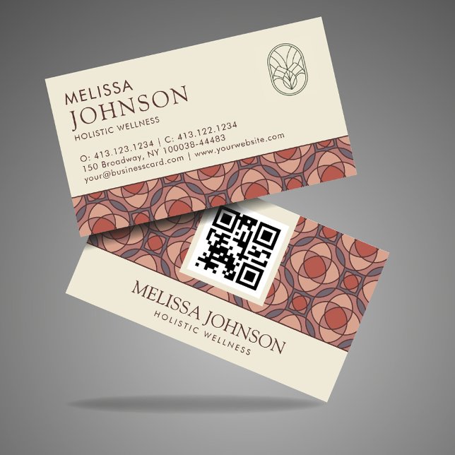 Modern Geometric Cinnamon Marsala Business Card QR Visitkort (Skapare uppladdad)