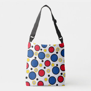 Modern Geometric Circles Red Blue Axelväska
