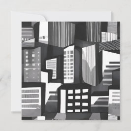Modern Geometric City | Svartvitt kort