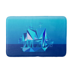 Modern Geometric Clipper-Frakt, Cobalt Blue Badrumsmatta