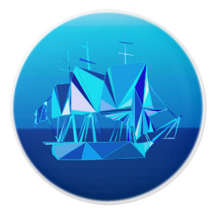 Modern Geometric Clipper-Frakt, Cobalt Blue Knopp