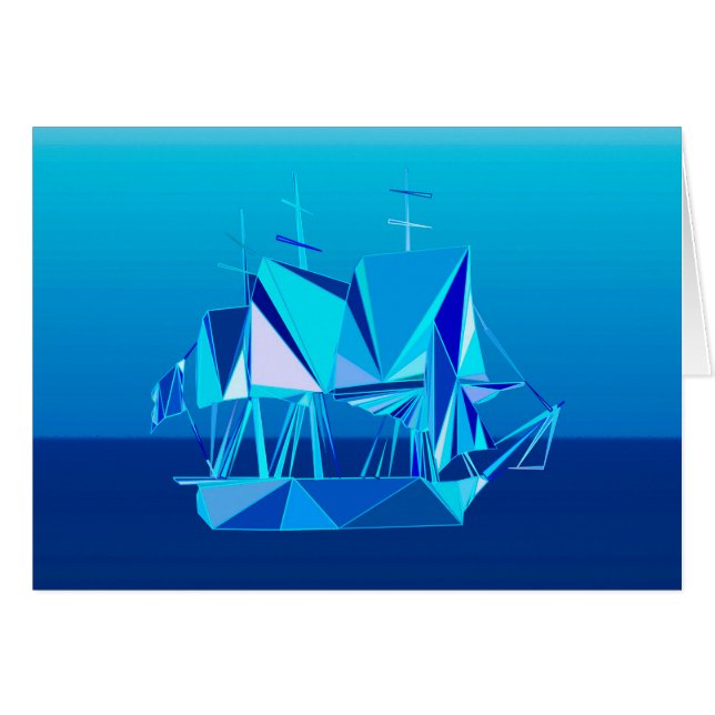 Modern Geometric Clipper-Frakt, Cobalt Blue OBS Kort (Framsidan Horizontal)