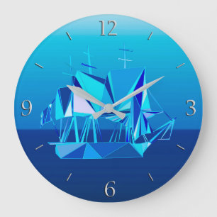 Modern Geometric Clipper-Frakt, Cobalt Blue Stor Klocka