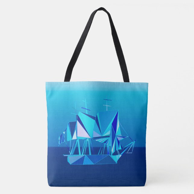 Modern Geometric Clipper-Frakt, Cobalt Blue Tygkasse (Framsida)