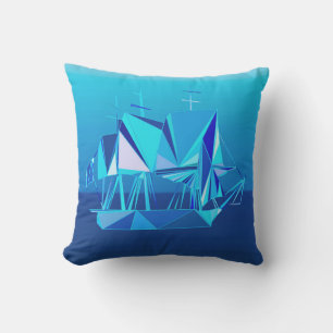 Modern Geometric Clipper-Frakt, Cobalt Blue Utomhuskudde