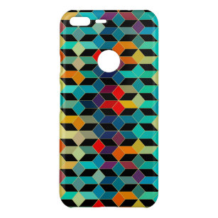 Modern Geometric Colorful Cubes Mönster 1a Uncommon Google Pixel XL Skal