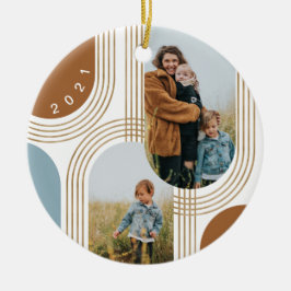 Modern Geometric Concentric Golden Arches 2 Photo Julgransprydnad Keramik