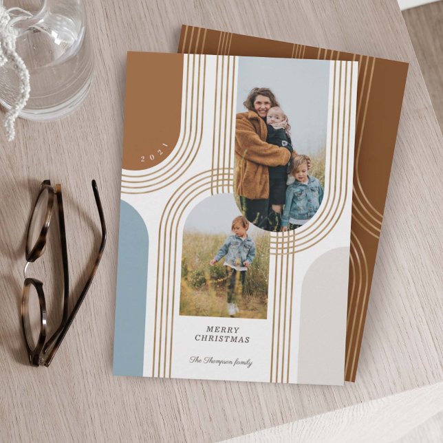 Modern Geometric Concentric Golden Arches 2 Photo Julkort (Skapare uppladdad)