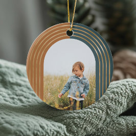 Modern Geometric Concentric Golden Arches 3 Photo Julgransprydnad Keramik