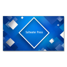 Modern Geometric Corporate Blue & Silver Magnetiska Visitkort