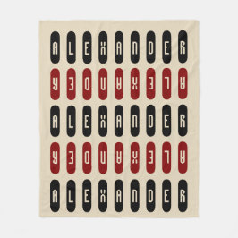 Modern Geometric Cream Black Red-namn Fleecefilt