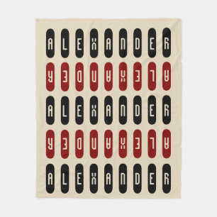 Modern Geometric Cream Black Red-namn Fleecefilt