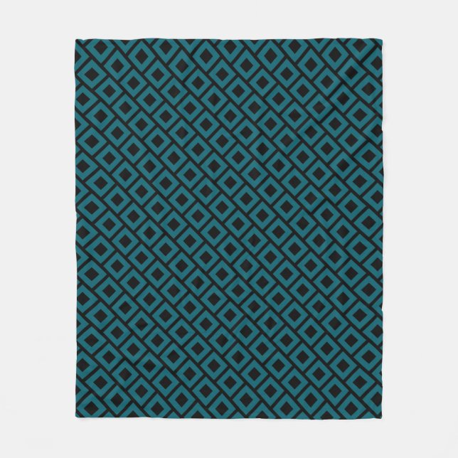 Modern Geometric Diamond Pattern in Deep Teal Fleecefilt (Framsidan)
