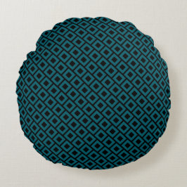 Modern Geometric Diamond Pattern in Deep Teal Rund Kudde