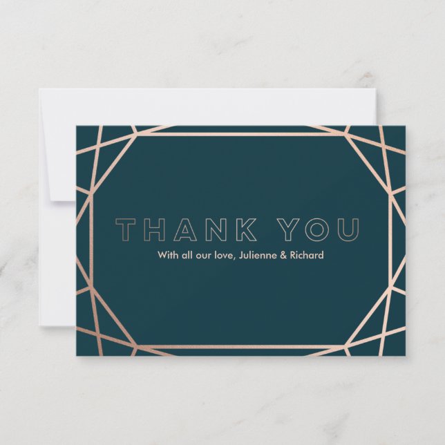 Modern Geometric Diamond Shaped Bröllop Tack Kort (Framsida)