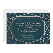 Modern Geometric Diamond Shaped Wedding-inbjudan