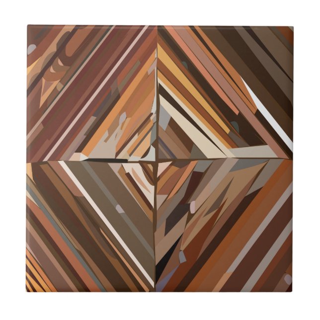 Modern Geometric Diamond Wood Background Mönster Kakelplatta (Framsidan)