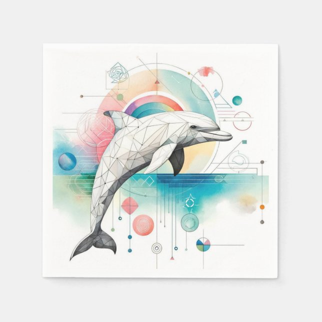 Modern Geometric Dolphin Napkins Pappersservett (Framsidan)