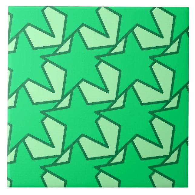 Modern Geometric - emerald and mint-grönt Kakelplatta (Framsidan)