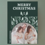 Modern Geometric Evergreen Bird Julkort<br><div class="desc">En vacker hand illustrerade den gröna utformningen,  som omfattar prydnadsföremål och vinterfåglar,  ger ett modernt och geometriskt julkort. Ditt eget foto kan läggas till.</div>