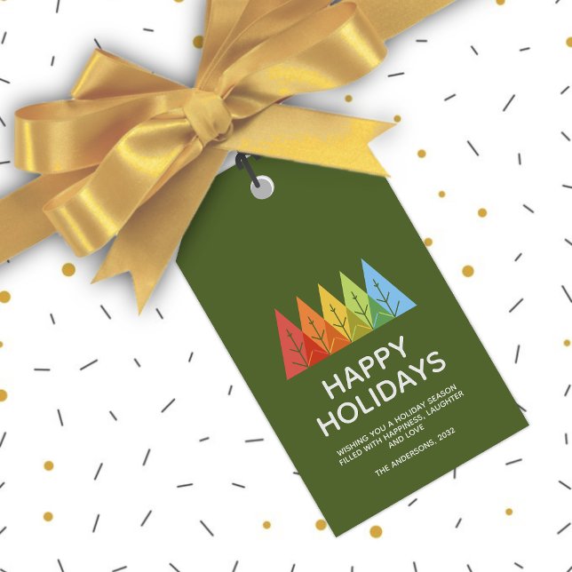 Modern Geometric Färg överlappande jul Presentetikett (Skapare uppladdad)