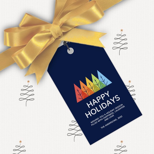 Modern Geometric Färg överlappande jul Presentetikett (Skapare uppladdad)