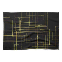 Modern Geometric Faux Guld labyrint på svart