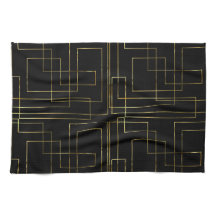 Modern Geometric Faux Guld labyrint på svart