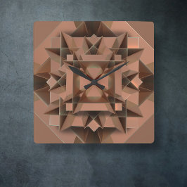 Modern Geometric Faux Metall Abstrakt Copper Fyrkantig Klocka