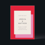 Modern Geometric Fold Rosa Red Bröllop Spara Datumet<br><div class="desc">Modern Geometric Fold Rosa Red-Snyggt Spara datum</div>