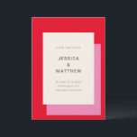 Modern Geometric Fold Rosa Red Bröllop Spara Datumet<br><div class="desc">Modern Geometric Fold Rosa Red-Snyggt Spara datum</div>