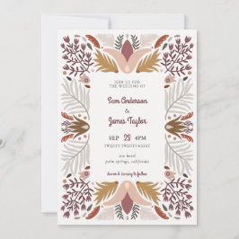 Modern Geometric Geometric Botanical Boho Ram Bröl Inbjudningar